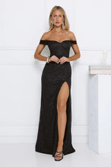 Exclusive Guest List Off Shoulder Maxi Dress Black
