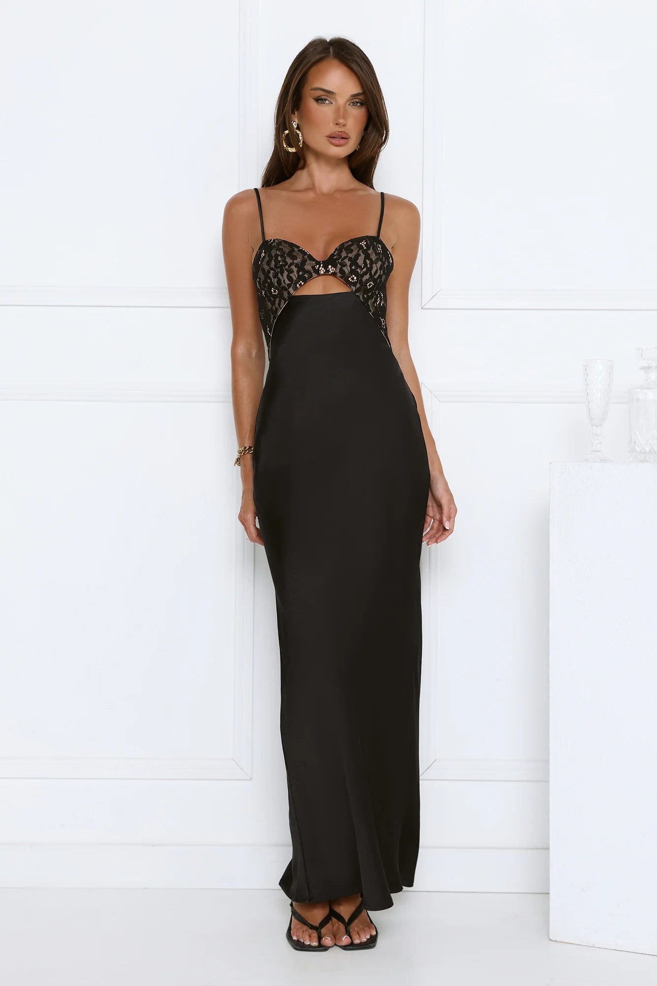 Signature Aura Satin Maxi Dress Black